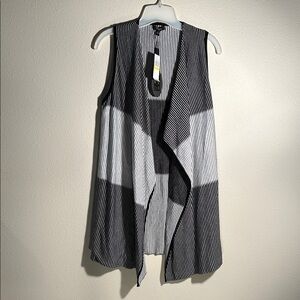 NWT Cupio Striped Open Front Knit Vest, Women’s Size Medium